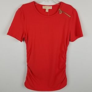 Michael Kors Orange Ruched Top Small NWT